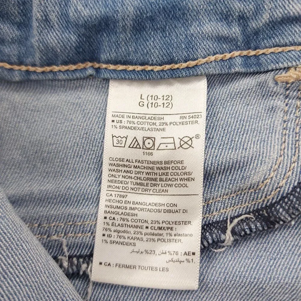 Old Navy Jeggings Girls Large 10-12 Blue Skinny Crop Stretch Raw Hem